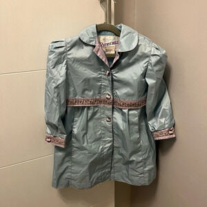 Vintage Rothschild Blue Purple Trench Coat Polyester Girls 4T Pleated